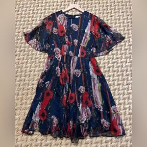 Jason Wu Dress - Women's Navy Blue 4 - Floral Flowy Designer